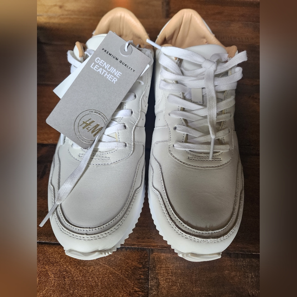 H&M man Genuine leather premium quality white shoes size 9